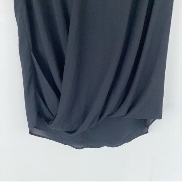 Topshop Black Twist Front Surplice Dress Sz 6 - Picture 3 of 8